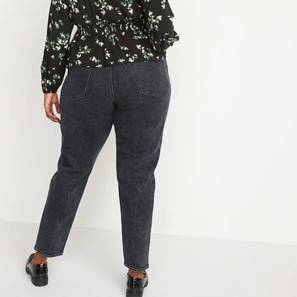 Old Navy High-Waisted O.G. Straight Black-Wash Jeans for Women New - Picture 7 of 7